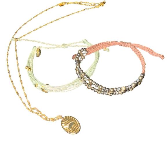 Authentic Pura Vida Necklace and Bracelet Set Boho Beach Summer - Picture 1 of 7